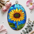 thumbnail image 7 of Canvas Wall Art Decorative Sunflower Glass Panel Stained Oval Framed Canvas Prints Vintage Wall Hanging Decor for Home Office Decorations 8.6"x11.4", 7 of 7