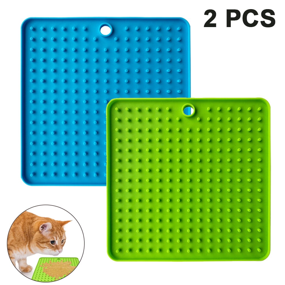 Pet Lick Mat, 2 Pack Slow Feeder Calming Mat for Anxiety Relief