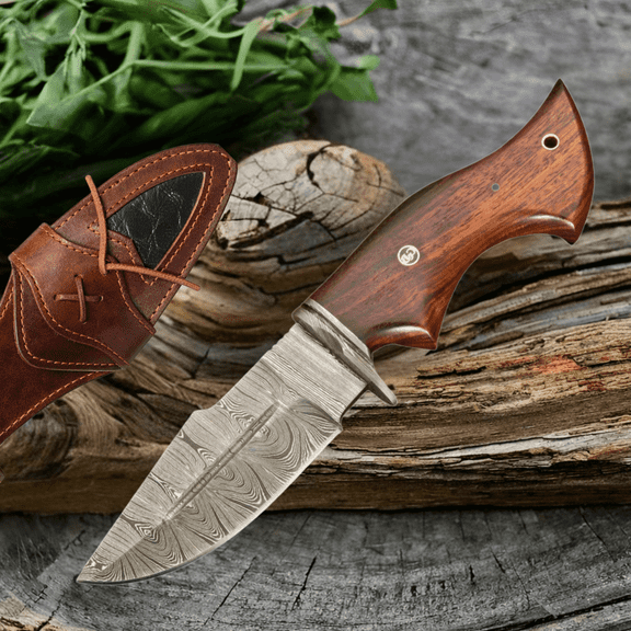 Handmade Damascus Fixed Blade Knife 10" Hunting Camping Outdoor Predator Hunter HandiGo USA