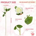 thumbnail image 2 of 100 Pieces Artificial Roses Flowers Bulk, Long Stem Realistic Fake Silk Roses Bouquet for Table Centerpiece Vases Wedding Party Home Kitchen Decor (White), 2 of 14