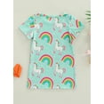 thumbnail image 4 of Chollius Toddler Girls Dress Crew Neck Short Sleeve Cartoon Unicorn Rainbow Printed Casual Loose Bodysuit Skirt Summer Clothes, 4 of 9