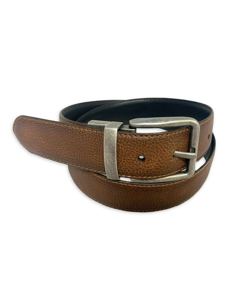 George Men's 38mm Reversible Brown Black Stretch Belt with Metal