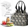 thumbnail image 4 of Boho Bohemia Geometric Line Art Drawstring Lunch Bag Women - Drawstring Lunch Bag Insulated for Work Office - Stain-Resistant Large Lunchbags for Women with Multi-Pockets, 4 of 6