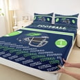 thumbnail image 3 of Homewish Est Sleep Football Bed Sheets for Kids, Soccer Sports Helmet King Sheets, Navy Green Cartoon Sheet Set, Ultra Soft Bedroom Decor, 4 Pieces, 3 of 7