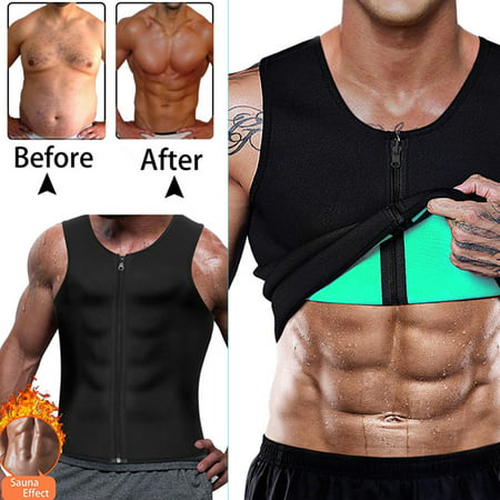 Men Neoprene Sauna Sweat Vest Waist Trainer Vest Two Sides for Weightloss Hot Fat Burner Body Shaper Vest Slimming Trainer Gym Cincher Vest Tummy Tank Top Weight Loss (Best Gym Workout For Fat Loss)