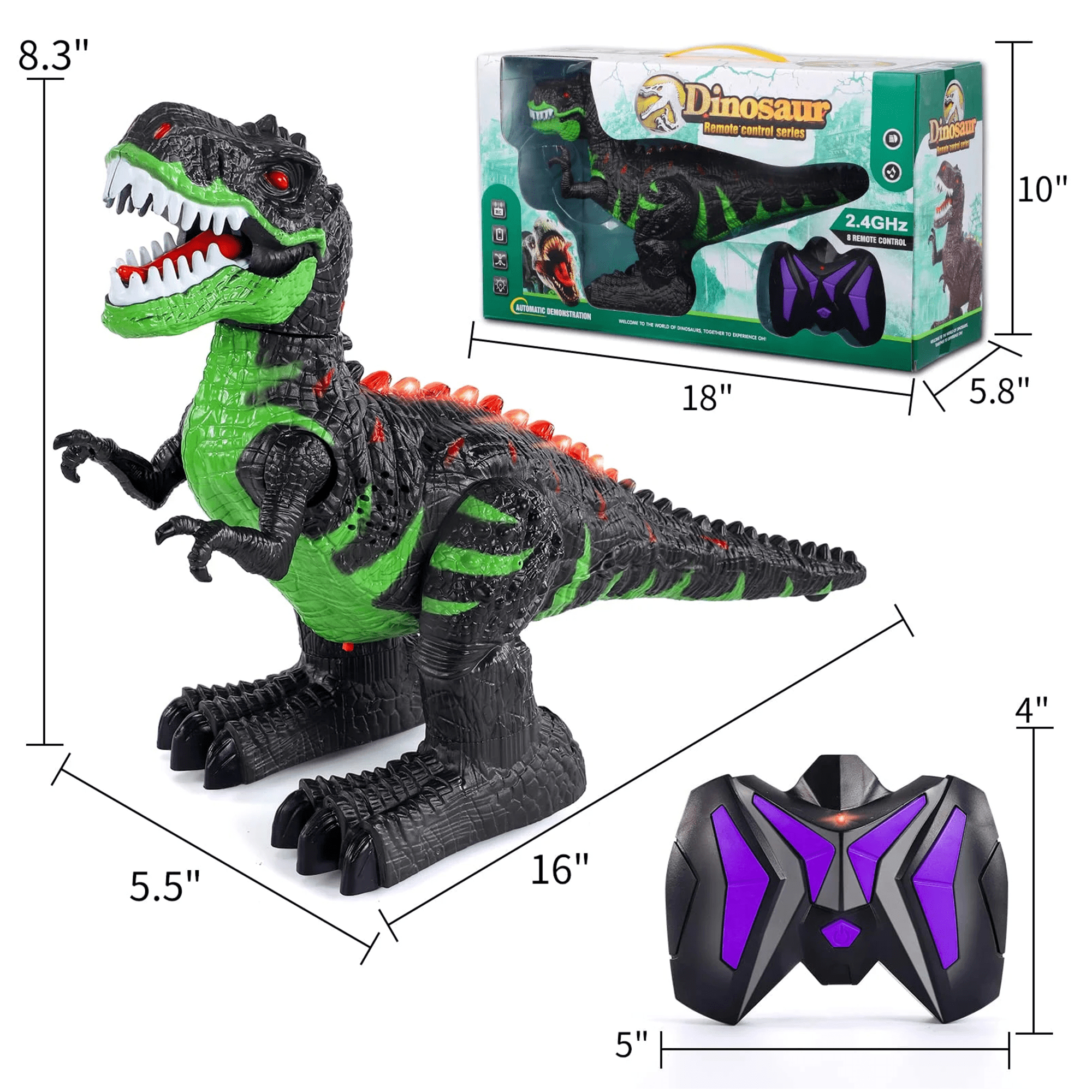 UUGEE Remote Control Dinosaur Toys for Boys, 2.4G RC Dinosaur Robot T-rex with Light Sound, Christmas Birthday Gifts Toys Ages 6 7 8+ Year Old Kids