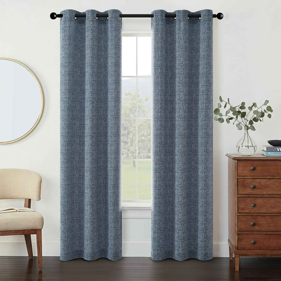 Mainstays Chenille Light Filtering Curtain Panel Pair, Blue, 38"W x 84"L