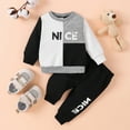 thumbnail image 2 of ZRBYWB Toddler Baby Boy Fall Winter Outfit Long Sleeve Sweatshirt Nice Shirt Top+ Drawstring Pants 2 Piece Set Baby Clothes, 2 of 8