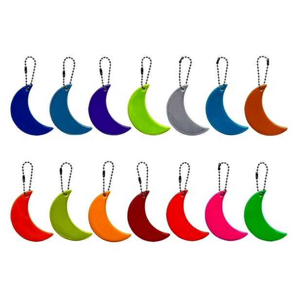 14 piezas llavero reflectante en forma de luna colgante reflector de seguridad con cadenas para mochilas escolares correr ciclismo actividades al aire libre