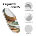 thumbnail image 5 of Rateoe Coastal Palm Beach Print Women's Men's Cotton Knit Slippers Lightweight Memory Foam Indoor House Shoes with Anti-Skid Sole-44/45, 5 of 7