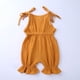thumbnail image 5 of Body De Bebé Canastilla Onesies Para Niñas Pequeñas Moda Lindo Color Sólido Algodón Lino Volantes Frenillo Mono Mameluco Amarillo Odeerbi LM103-9036, 5 of 9
