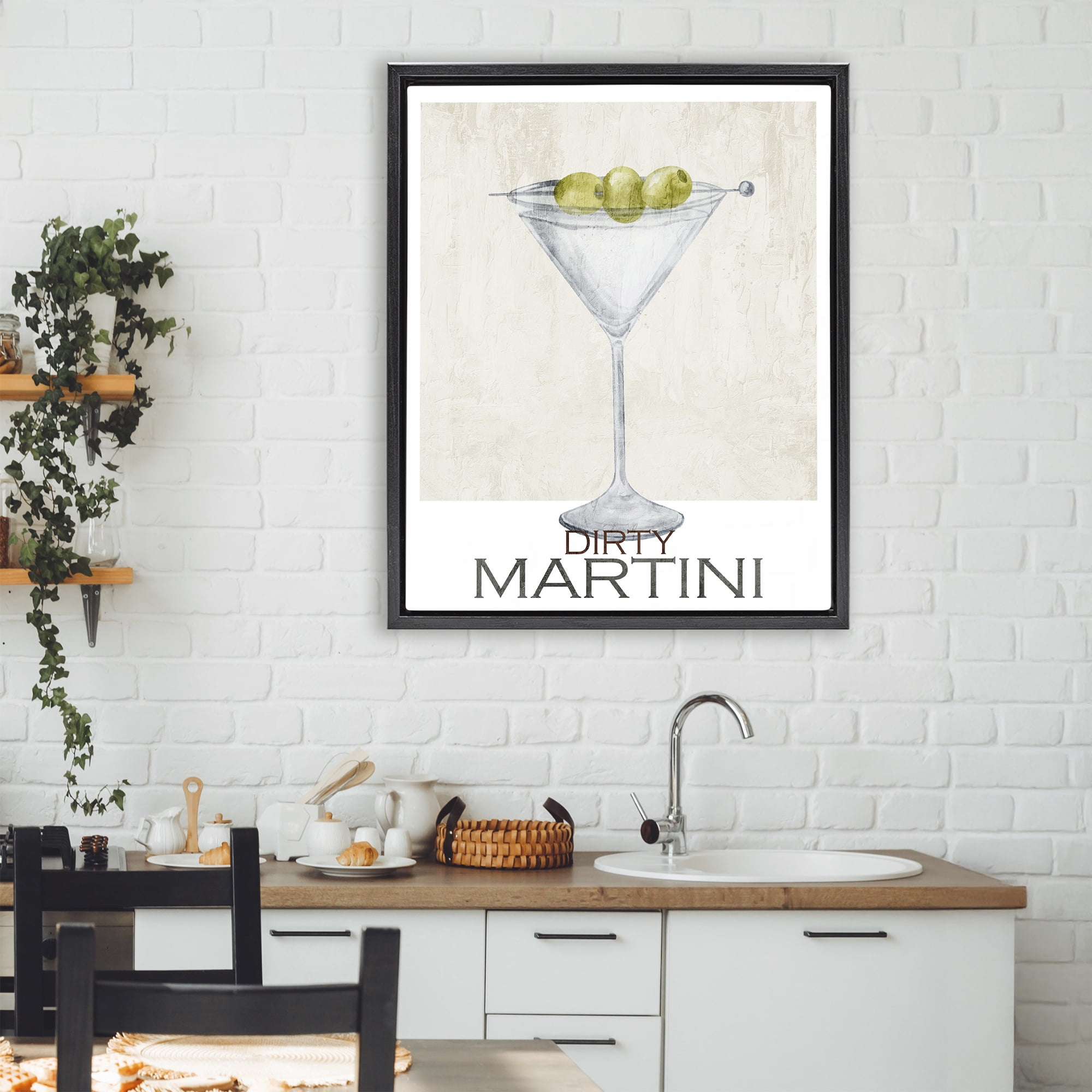 Stupell Industries Dirty Martini Olives Black Framed Floater Canvas Wall Art, design by Kim Allen
