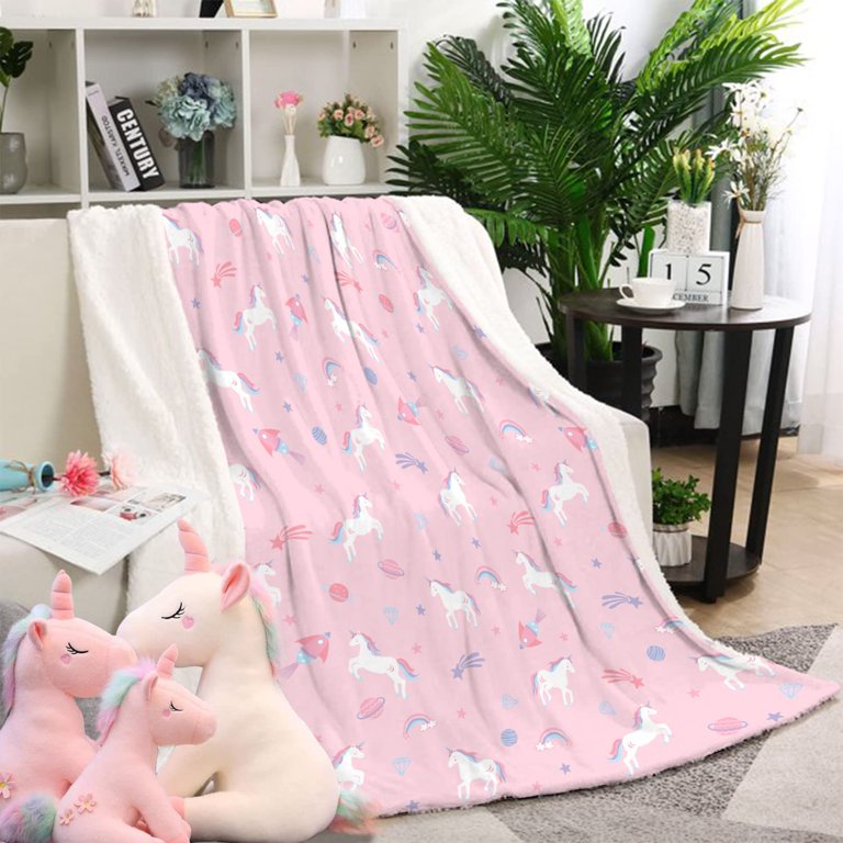 Unicorn Blanket Pink Lightweight Soft Unicorn Throw Blanket for Girl Kids Women Gift for Couch Sofa Bed Living Room Home Decor 50x60 inch