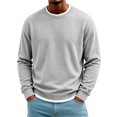 thumbnail image 2 of Mens Thermal Long Sleeve Shirt Waffle Knit Warm Pullover Sweatshirt Crew Neck Loose Cotton Undershirts Winter Basic Big and Tall Men's Top, 2 of 9