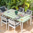 thumbnail image 2 of Happy Easter Table Cloths for 5 Foot Rectangle Tables, Cute Bunny Spring Flowers Butterfly Green Plaid Patio Waterproof Elastic Fitted Tablecloths, Washable Rectangular Table Cover for Camping, 2 of 8