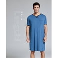 thumbnail image 2 of One opening Men Short Sleeve Cotton Robes Vintage Pajamas O Neck Pockets Solid Color Nightgown Kaftan Mens Bathrobes Homewear, 2 of 5