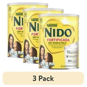 (3 pack) NIDO Fortificada Dry Whole Milk Powder with Vitamins A, C, D, Iron & Calcium, 56.4 oz Canister