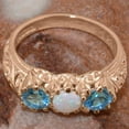 thumbnail image 5 of LBG British Made 10k Rose Gold Natural Opal & Blue Topaz Womens Statement Ring - 33 size options - Size 9.25, 5 of 7