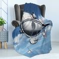 thumbnail image 4 of Zeppelin Soft Flannel Fleece Throw Blanket, Giant Aircraft over the Sea Flying in Cloudy Sky Adventure Journey Image, Cozy Plush for Indoor and Outdoor Use, 50" x 70", Violet Blue Grey, by Ambesonne, 4 of 5