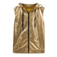 thumbnail image 4 of WAENQINLA Hooded Tank Tops for Men Shiny Metallic Zip Up Sleeveless Vest 70S Costume T Shirt Hoodies with Kangaroo Pocket Clubswear, 4 of 8