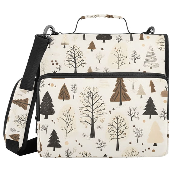 FORMRS Zipper Binder with Shoulder Strap 2-inch Ring 500 Sheet Capacity File Bag, Winter Forest