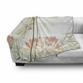 thumbnail image 3 of Dragonfly Soft Flannel Fleece Throw Blanket, Lotus Flower Field Winged Bug Flying Oriental Blooms Print, Cozy Plush for Indoor and Outdoor Use, 60" x 80", Cream Peach Coral, by Ambesonne, 3 of 6