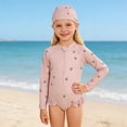 thumbnail image 1 of Girls Swimsuit Long Sleeve Rash Guard Summer Printed Bathing Suit for Toddler Beach Pool, 1 of 3