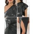 thumbnail image 5 of DARING DIVA Glitter Metallic Knot Slit Hem Cocktail Maxi Dress S Black, 5 of 6