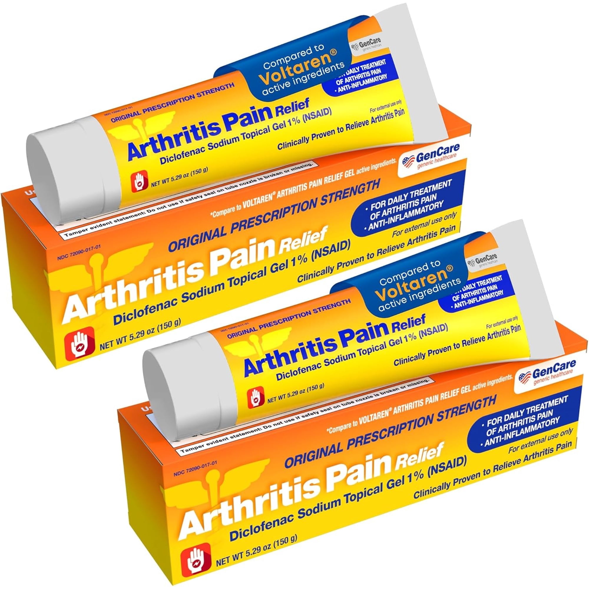 GenCare Diclofenac Sodium 1% Arthritis Pain Relief Cream, 150 g, 2 Pack