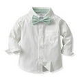 thumbnail image 6 of Karoyedx Baby Boy Christmas Outfit Toddler Boy Clothes Suit Gentleman Wedding Outfits Kids Formal Dress Shirt Bowtie Long Suspender Pants Overalls Green Size,5-6 Years, 6 of 9