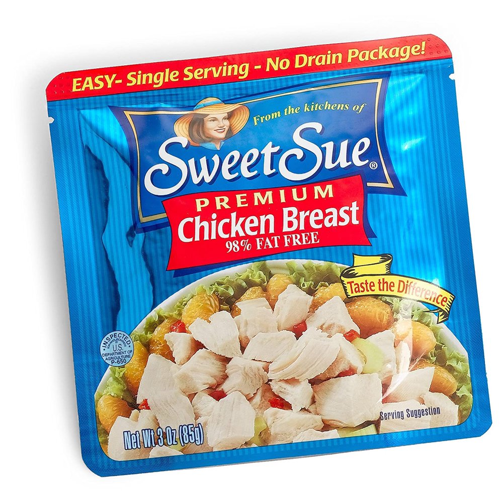 SWEET SUE Premium Chicken Breast, 3 Ounce Pouch (Pack of 18), Easy to