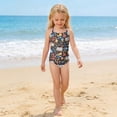 thumbnail image 5 of CCRFTGI Girl Swimsuit One Piece Size 10-12 Cute Bathing Suit Summer Adjustable Straps Beach High Waisted Notebook Pencil Vacation Girls Fashion Girls Swimwear for Kids Black 11-12 Years, 5 of 8