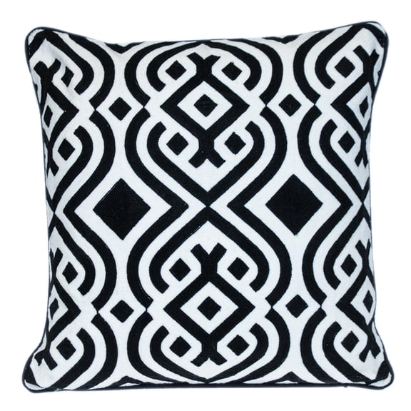 Nassau Collection Square Stencil Striped Cotton Throw Pillow - 20" - Black and White