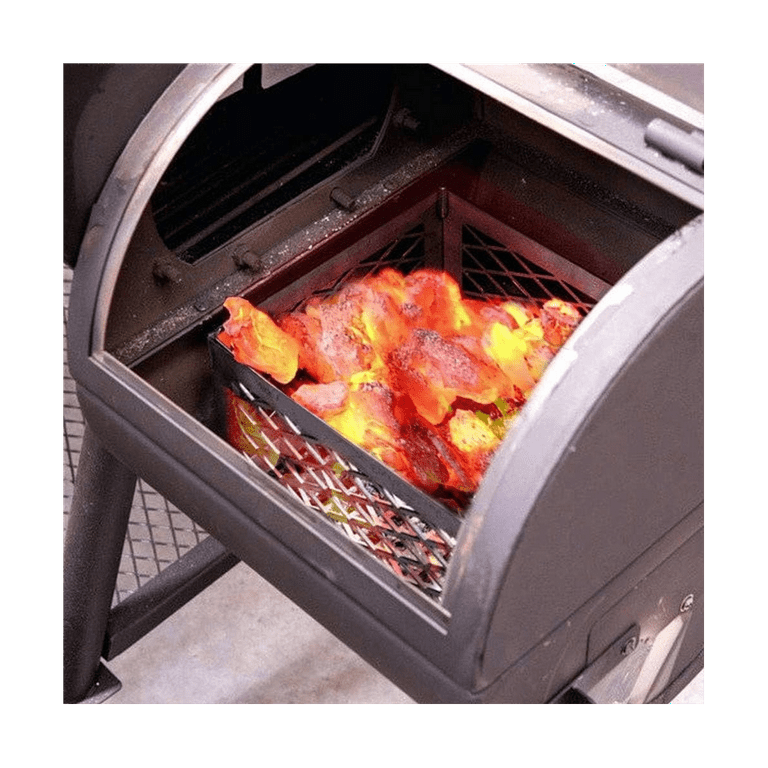 Silver 5279338P04 Stainless Steel Offset Smoker Charcoal Firebox Basket Silver Charcoal Basket Firebox Basket