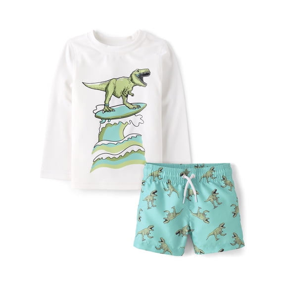 The Children's Place Baby & Toddler Boys Long Sleeve Swimsuit Set, 2-Piece, Sizes 6M-5T