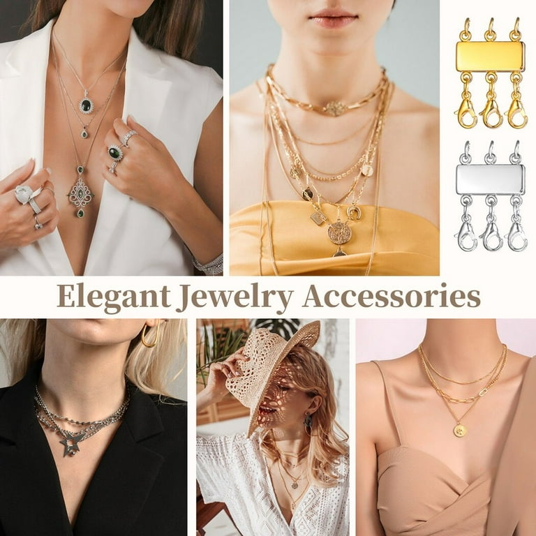 Necklace Layering Clasps, Magnetic Necklace Connector Magnetic Necklace  Separator For Layering Multi Strands Clasps For Layered Bracelet Neckla