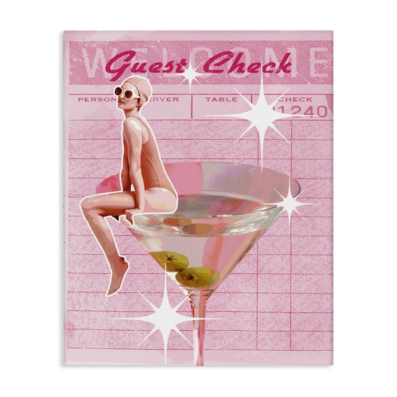 Stupell Industries Retro Restaurant Check Cocktail People Painting Wrapped Canvas Canvas Art Print Wall Art, 16 x 20