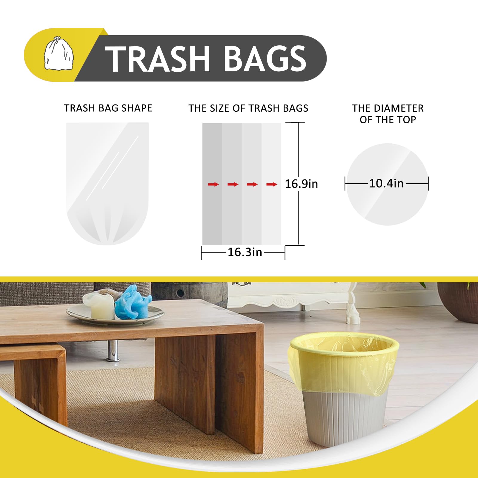 1.2 Gallon 80 Counts Strong Trash Bags Garbage Bags, Bathroom Trash Can ...