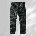 thumbnail image 2 of Men Cargo Pants Pockets Casual Camouflage Straight Leg Pants Multi Pockets Lightweight Utility Streetwear Trousers Grey 30, 2 of 4