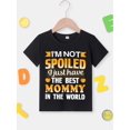 thumbnail image 2 of Boys' "I'm Not Spoiled, Just Have The Best Mommy in the World" Graphic Tee - Casual Polyester Short Sleeve T-Shirt with Colorful Lettering, Perfect for Spring/Summer, Boy T Shirt, 2 of 7