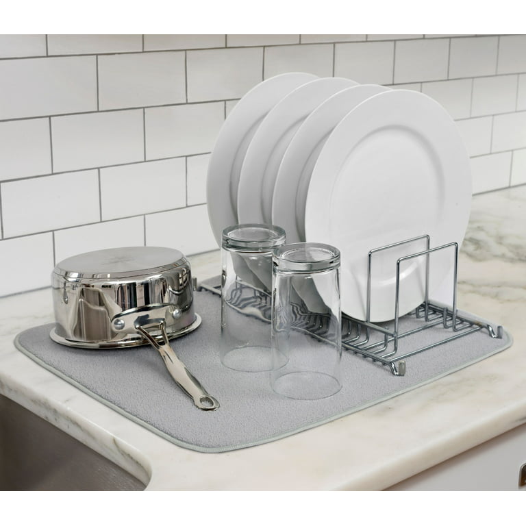 Kitchen Basics Reversible Microfiber Dish Drying Mat - Gray - 16 x 18 