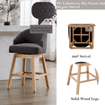 thumbnail image 3 of 360 Degree Swivel Bar Stools, Counter Height Barstools, Modern Upholstered Bar Stools with Nailhead Trim Bar Chairs, 27 Inch Kitchen Island Bar Chair, Wood Legs(Charcoal Grey Linen,Set of 4), 3 of 9