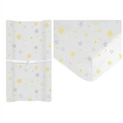American Baby Company Crib Bedding Bundle Set, a 100% Cotton Fitted Standard Crib Sheet and a Fitted Contoured Changing Table Pad Cover, Golden Yellow Star, for Boys and Girls