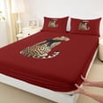 thumbnail image 3 of Homewish Female Men Women Safari Cheetah Full Size Sheets 4-Piece,Brown Red Breathable Bed Sheets,Jungle Wildlife Leopard Lightweight Sheet Sets,Luxury Bedroom Decor, 3 of 7