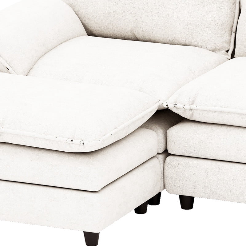 Uforic Sectional Sofa with Ottoman, 142" U Shape Modern 6 Seat Cloud Couch with Pillow-Armrest, Beige