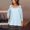 2025A-Light Blue, variant on Frostluinai Plus Size Shirts for Women 3/4 Sleeve Eyelet Embroidery Tops Scoop Neck Cold Shoulder Tshirts O Ring Strap Solid Tees Gifts