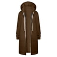 thumbnail image 4 of MKLEKYY Womens Coats and Jackets Women Casual Long Hooded Drawstring Solid Zip Jacket Pockets Jacket Zipper Coat, 4 of 5