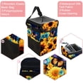 thumbnail image 2 of Starry Sky Sunflower Butterfly Mini Car Trash Can with Foldable Lid, Leak-proof Design and Hanging Storage Bag for Auto - Car Trash Can, 2 of 6