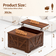 thumbnail image 7 of 31.5" Lift Top Coffee Table with Built-in Outlet & Storage, Square Farmhouse Brown Center Table for Living Room & Small Spaces, 7 of 7