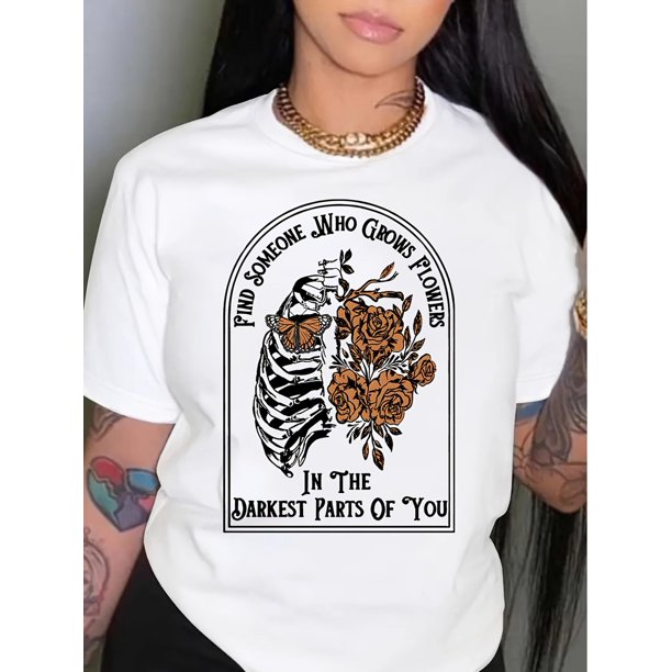 Women's Vintage-Inspired Geometric Print T-Shirt - Casual Crew Neck, Short Sleeve, Polyester Blend, Machine Washable - Perfect for Summer
